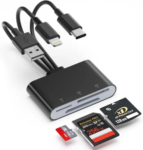 Vista 9 de Adaptador Memory Stick Pro Duo - Lector de tarjetas 5 en 1 SD/TF/MS/CF/XD para PC/Android/Dispositivo Lightning, Lector de Tarjetas de Memoria Multi
