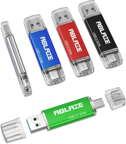 Vista 14 de ABLAZE 16GB Unidad Flash USB Tipo C 10 Pack, Memoria Stick Thumb Drive Dual USB 2.0+USB C Compatible con iPhone 16/15, Smartphone Android
