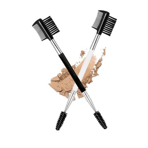 Vista 9 de Cepillo de pestañas de cejas 2PCS Peine de pestañas de cabeza 3 Cepillo de doble cabeza Cepillo de maquillaje Herramienta de aseo cosmético (negro)
