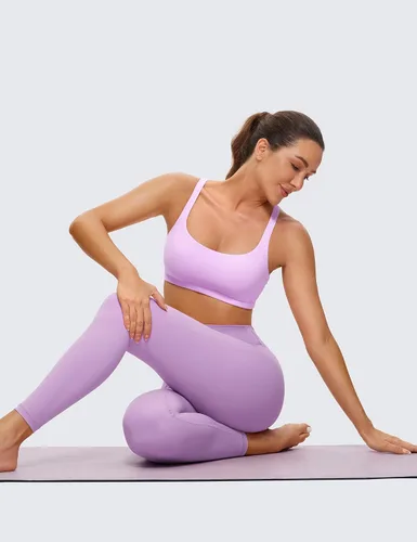 Vista 3 de CRZ YOGA Brasier para deportes de bajo impacto para mujer con tirantes sin varillas acolchado Yoga Bra Tops