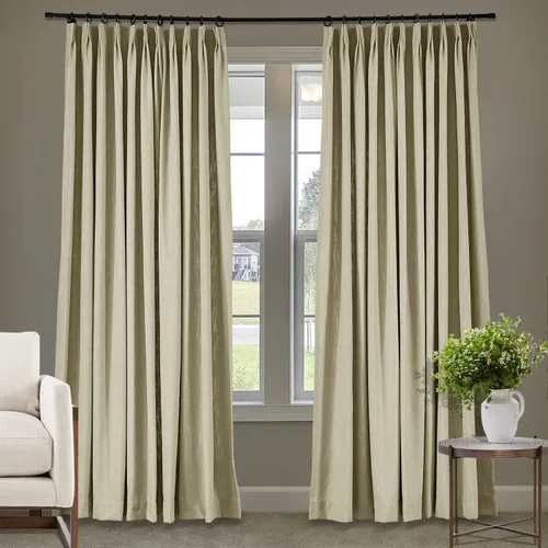 Vista 47 de Frelement Cortinas plisadas de lino de algodón de 100 pulgadas de ancho y 102 pulgadas de largo, cortinas con reducción de ruido para sala