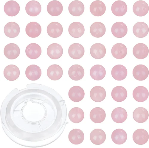 Vista 21 de 100 cuentas redondas sueltas de gema de amatista natural de 8mm para fabricación de joyas con cordón elástico de cristal
