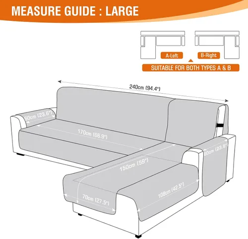 Vista 2 de VANSOFY - Fundas para sofá seccional 100% impermeables en forma de L, funda reversible para sofá de 3 piezas, funda para sofá modular, chaise