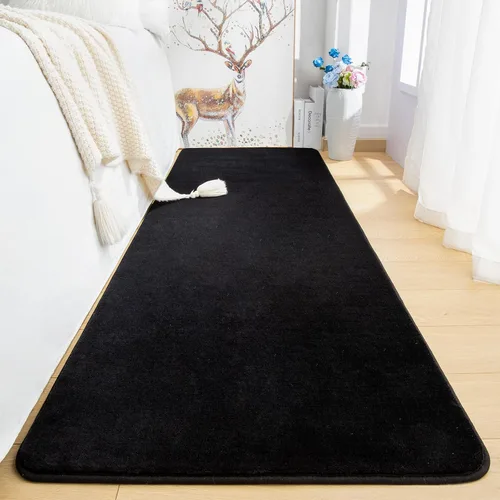 Vista 2 de Przemy Alfombras negras lavables para dormitorio, sala de estar, alfombra de pasillo de 2 x 6 pies, alfombra de interior de espuma viscoelástica