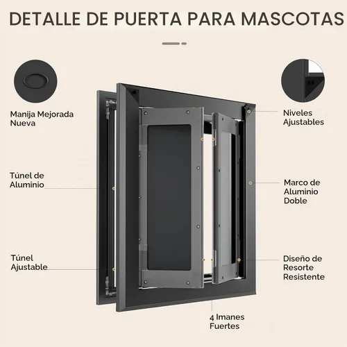 Vista 5 de Extra Large Heavy Duty Aluminum Dog Door for Door, Black Negro