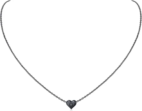 Vista 18 de ChicSilver Collares con inicial en forma de corazón de plata de ley 925 para mujer - Collar delicado con colgante de corazón personalizado y letra