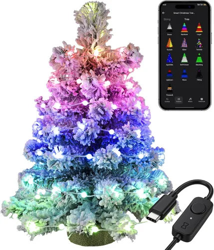 Vista 10 de Brizled Prelit Black Halloween Tree, 5 ft Lighted Fall Tree with Lights Black Tree - Green Lights