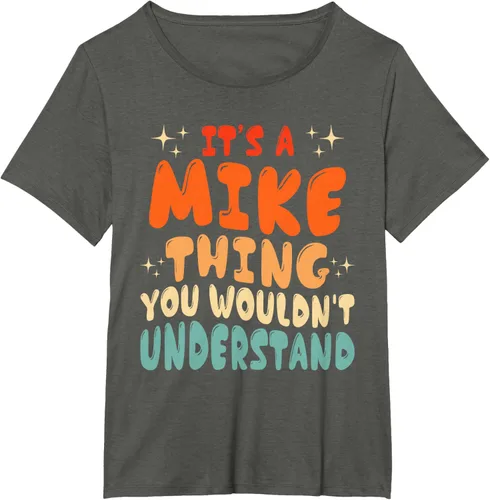 Vista 56 de Camiseta retro de los años 80 con texto en inglés "It's A Mike Thing You Wouldn't Understand", Negro
