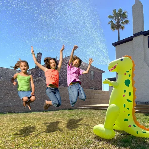 Vista 9 de Float Joy Rociador inflable de 5.5 pies, dinosaurio gigante T-REX, gran regalo para niños y adultos, juguete de agua para decoración de fiesta