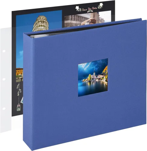 Vista 25 de 1DOT2 8x8 DIY pequeño álbum de recortes con 3 anillas, álbum de fotos con diario, con 30 fundas de plástico, 60 páginas y cubierta de tela