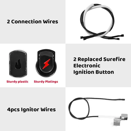 Vista 2 de Kit de reemplazo de encendido de parrilla DHLG-12 para Charbroil, encendido electrónico de 2 salidas y botón de interruptor con 6 cables