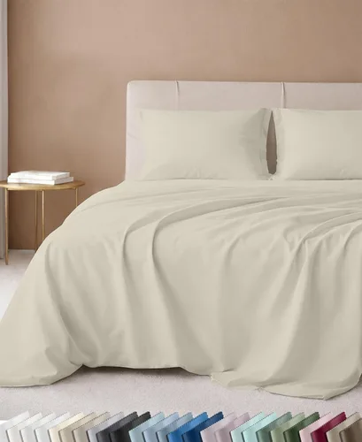 Vista 54 de California Design Den Juego de sábanas tamaño King, 100% algodón, sábanas lujosas de 600 hilos con bolsillo profundo, ropa de cama duradera con 16