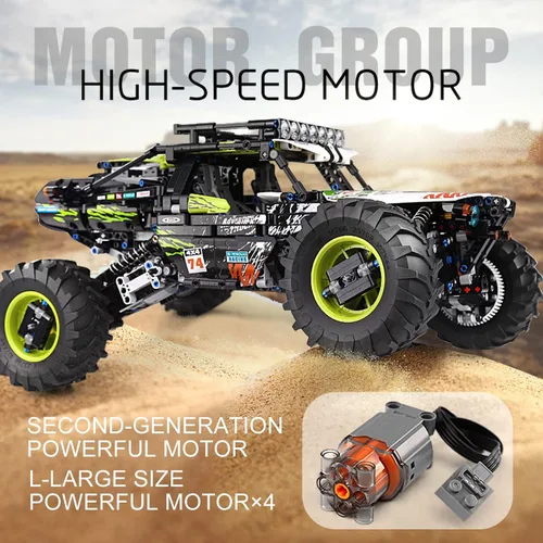 Vista 2 de Mould King 18002 RC - Kit de construcción de coches de escalada a control remoto, 1879 piezas MOC bloques de construcción 4 x 4 todoterreno