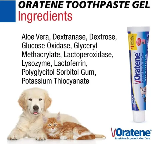 Vista 4 de Pet King Brands ZYMOX Oratene Gel de Pasta de Dientes Sin Cepillo para Perros y Gatos, 2.5oz