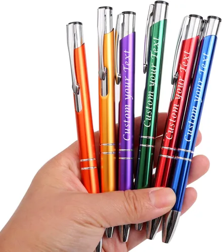 Vista 4 de AOK 50PACK Bolígrafos personalizados Tinta negra personalizada - Bolígrafos de nombre metálicos - Grabados por láser con su texto o mensaje (negro)