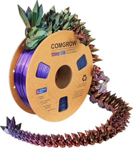 Vista 20 de Comgrow - Filamento para impresora 3D de seda PLA, color dual 2 en 1 negro y verde, filamento PLA para impresión 3D de 1.75mm, precisión dimensional