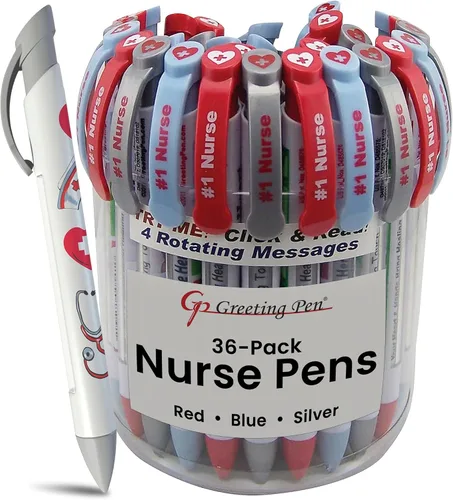 Vista 8 de Greeting Pen Enfermera Apreciación 6 Diseños Rotación Mensaje 6 Pen Set (36067)