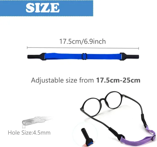 Vista 4 de Correa ajustable para lentes para niños, 5 correas sin cola, correa de soporte para lentes para niños y niñas