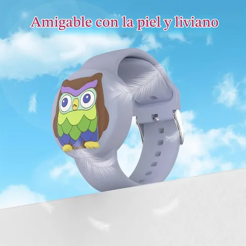 Vista 4 de Pulseras impermeables AirTag para niños, pulseras de silicona ocultas Donut & Owl