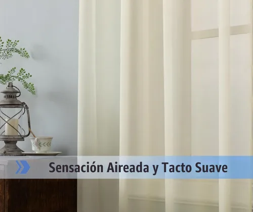 Vista 4 de WPM - Cortinas traslúcidas de color beige de 60 pulgadas de ancho x 95 pulgadas de largo, 2 paneles tratamiento de ventana para sala de estar