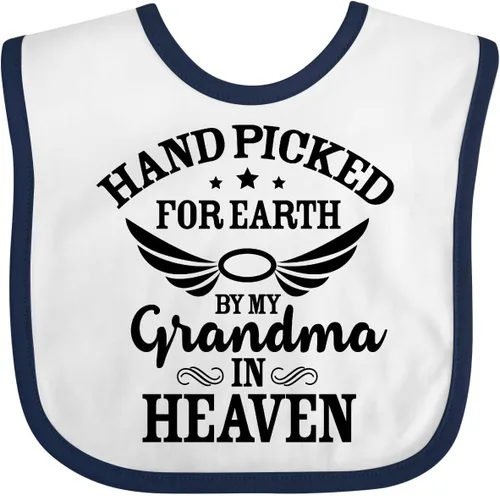 Vista 24 de inktastic Handpicked for Earth By My Grandma in Heaven Angel Wings Baby Bib