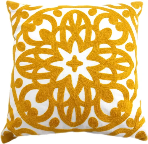 Vista 17 de Alysheer Funda de almohada decorativa bordada de 18 x 18 pulgadas, acogedora y fresca funda de cojín bohemia con diseño de mandala chic de punto