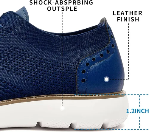 Vista 5 de Zapatos deportivos casuales para hombre, cómodos, de punto, de malla, ligeros, transpirables, formales, Oxford, para negocios