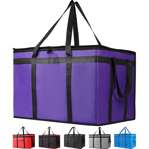 Vista 26 de Bodaon Bolsa de entrega de pizza aislada, 20" x 20" x 8" bolsas calentadoras de pizza para mantener caliente, bolsa aislada para entrega de Negro