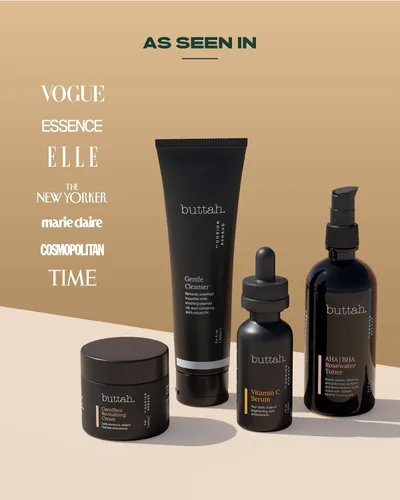 Vista 6 de Kit Buttah Skin Supreme para piel rica en melanina Crema revitalizante CocoShea 2 oz Suero de Vitamina C 1 oz Limpiador 3.4 oz Tónico