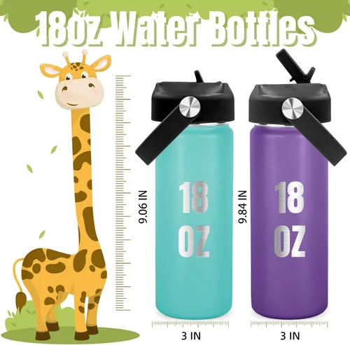 Vista 8 de Personalized 18oz Kids Water Bottle with Engraved Name Text Back to School Custom Stainless Steel Insulated Water Bottle for School, Personalized