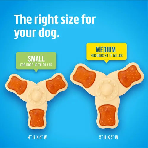 Vista 3 de Hartz Chew ‘n Clean juguete masticable y premio en uno con sabor a pollo, juguete tri-punto para perro, pequeño