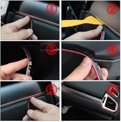 Vista 2 de MASO Ajuste que moldea interior del coche, decoración universal que raya la cinta 10M azul ABS 3D tira con herramienta