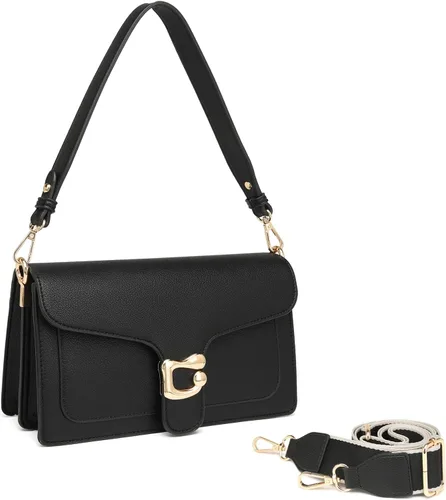 Vista 12 de Travistar Bolsos cruzados para mujer de moda - Pequeño bolso cruzado de hombro con 2 correas, bolso de mano de cuero, bolso de noche de embrague