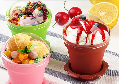 Vista 7 de Paquete de 50 vasos de postre en maceta de 6.1 fl oz de plástico de 6 onzas con tapa y cuchara, taza de degustación de aperitivos, adecuada