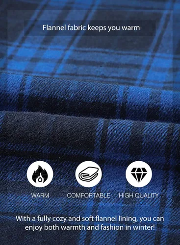 Vista 4 de JMIERR - Camisas de manga larga con botones para hombre, camisa informal de franela de algodón