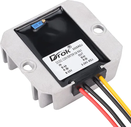 Vista 3 de DROK Regulador de voltaje ajustable, IP68 impermeable DC a DC Buck Convertidor 8-35V a 3-24V 5A, caja protectora de aluminio convertidor reductor 5V