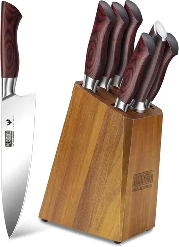 Vista 8 de HOSHANHO - Juego de cuchillos de cocina de 3 piezas, cuchillos de chef ultra afilados, Santoku/Pelar