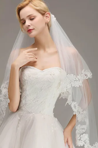 Vista 5 de Babyonline - Velos de boda para mujer longitud de la punta de los dedos 2 niveles para novia