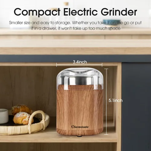 Vista 10 de Hermolante Molinillo eléctrico de especias para hierbas, molinillo eléctrico de 200 W con hoja de acero inoxidable y cepillo de limpieza, molinillos
