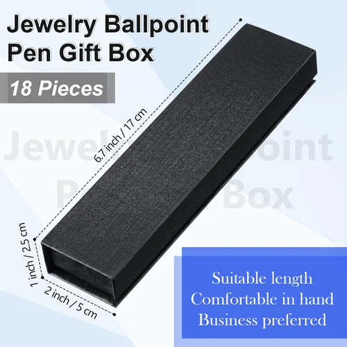 Vista 2 de Gersoniel 6 cajas para bolígrafos de regalo, estuche negro vacío para bolígrafos con cojín, caja de cartón, vitrina para regalo de joyería, regalo