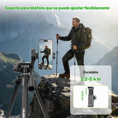 Vista 7 de Huepar - Trípode de nivel láser, trípode de 47 pulgadas para medidas de distancia láser de línea cruzada, teléfono y cámara, soporte de trípode