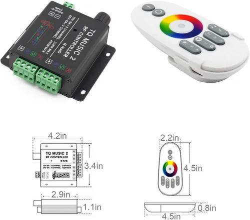 Vista 2 de SUPERNIGHT Controlador táctil de música LED RGB RF Sensibilidad Retroiluminación RF toque remoto Color 3.5MM Audio 15 modos de música Controlador