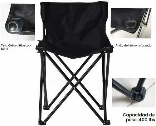 Vista 5 de Smartmak Silla de sauna plegable rápida, reforzada, adecuada para sauna, playa y picnic, color negro