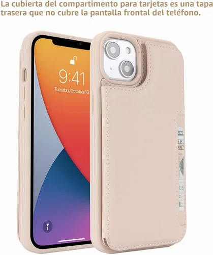 Vista 3 de iCoverCase Compatible con iPhone 13 Funda de Teléfono con Portarjetas, Funda Billetera para Mujeres y Hombres Bloqueo RFID Funda Protectora de Cuero