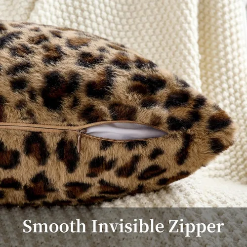 Vista 3 de GALMAXS7 Fundas de Almohada de Guepardo 16x16 Juego de 2 Fundas de Almohada de Piel Sintética Leopardo para Sofá Esponjosas Suaves Decorativas