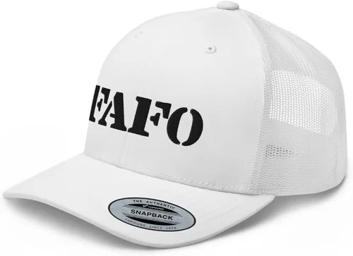 Vista 18 de FAFO Fuck Around and Find Out - Gorra de camionero curvada con corona media ajustable Negro