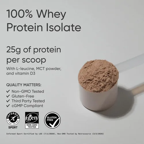 Vista 2 de Sports Research® 100% proteína de suero aislado de chocolate mantequilla de maní – Proteína en polvo de origen estadounidense con BCAA – Sin sabores