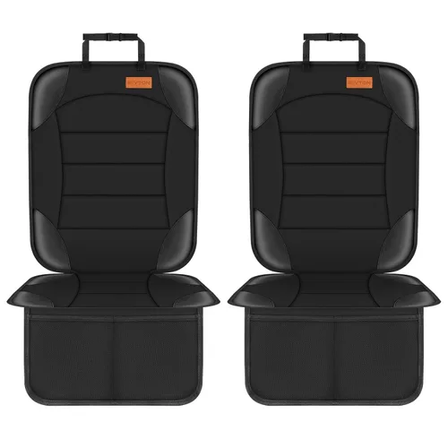 Vista 13 de Siivton Protector de Asiento de Coche para Asiento de Niño, Funda Impermeable para Asientos de Cuero y Tela, 2 Bolsillos de Malla, Fondo Negro