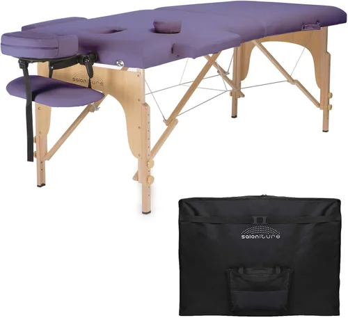 Vista 10 de Saloniture - Mesa de masaje plegable portátil profesional con estuche de transporte, color negro