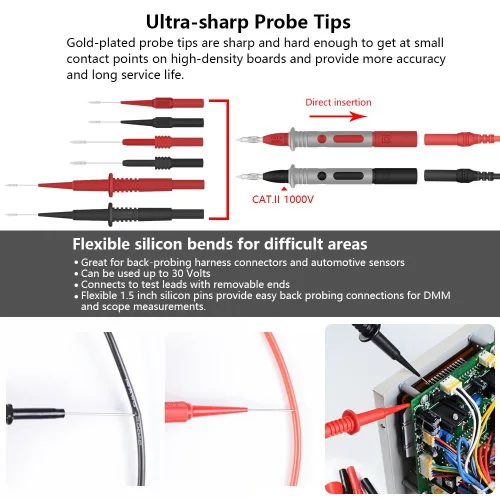 Vista 4 de Juego completo de kits de cables de prueba de multímetro, conectores electrónicos automotrices esenciales, herramientas manuales, probador